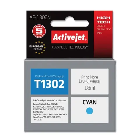Tusz AE-1302N Cyan do drukarek Epson (Zamiennik Epson T1302) [18 ml]