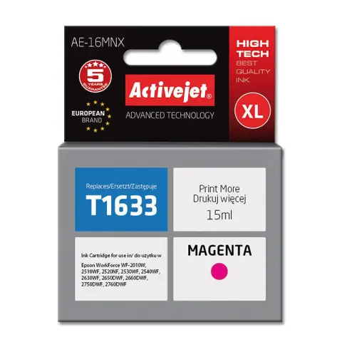 Tusz Activejet AE-16MNX (zamiennik Epson 16XL T1633; Supreme; 15 ml; czerwony)-3584265