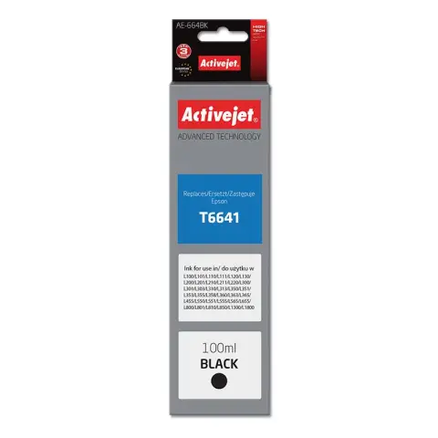 Epson T6641 zamiennik ActiveJet - Tusz czarny do Epson L110, L130, L200, L210, L220, L300, L310, L355, L365, L455, L550,