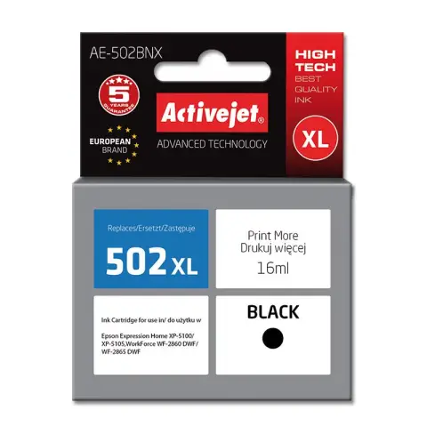 Tusz AE-502BNX Czarny do drukarek Epson (Zamiennik Epson 502XL / T02W14) [16ml]