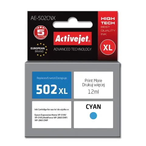 Tusz AE-502CNX Cyan do drukarek Eson (Zamiennik Epson 502XL / W24010) [12ml]