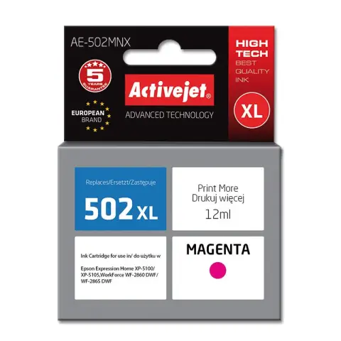 Tusz AE-502MNX Magenta do drukarek Epson (Zamiennik Epson 502XL / W34010) [12ml]