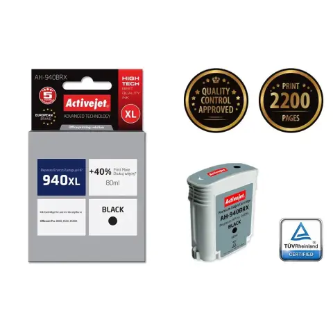 Activejet AH-940BRX Tusz (zamiennik HP 940XL C4906AE; Premium; 80 ml; czarny)-4598341