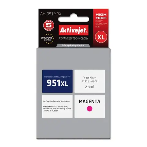 Tusz Activejet AH-951MRX (zamiennik HP 951XL CN047AE; Premium; 25 ml; czerwony)-4598358