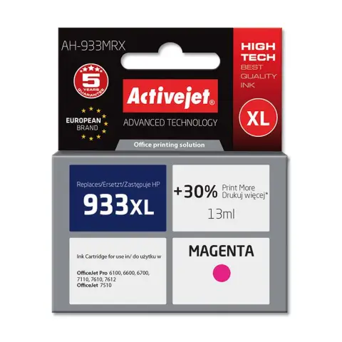 Tusz AH-933MRX Magenta do drukarek (Zamiennik HP 933XL / CN055AE) [14 ml]