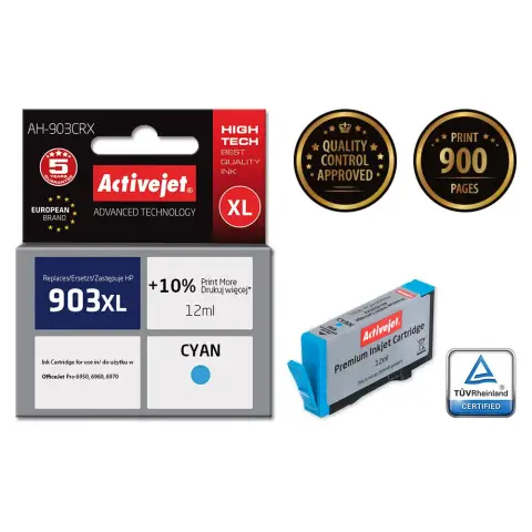 Tusz Activejet AH-903CRX (zamiennik HP 903XL T6M03AE; Premium; 12 ml; niebieski)-4598393