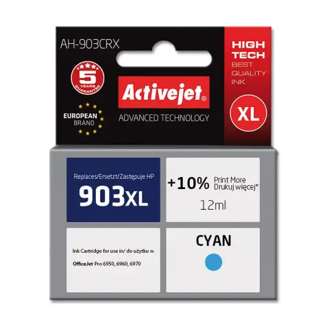 ActiveJet Tusz 903XL / T6M03AE  - Tusz cyan 903 do HP OfficeJet 6900, 6950, 6860, 6868, 6950, 6960, 6970, 6975