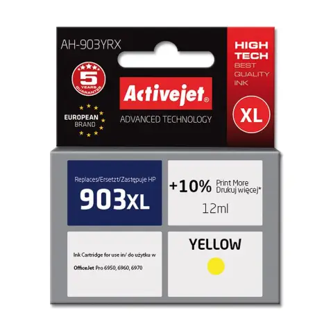 ActiveJet Tusz 903XL / T6M11AE  - Tusz żółty 903XL do HP OfficeJet 6900, 6950, 6860, 6868, 6950, 6960, 6970, 6975
