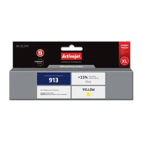 Tusz Activejet AH-913YR (zamiennik HP 913 F6T79AE; Premium; 45 ml; żółty)-3652937