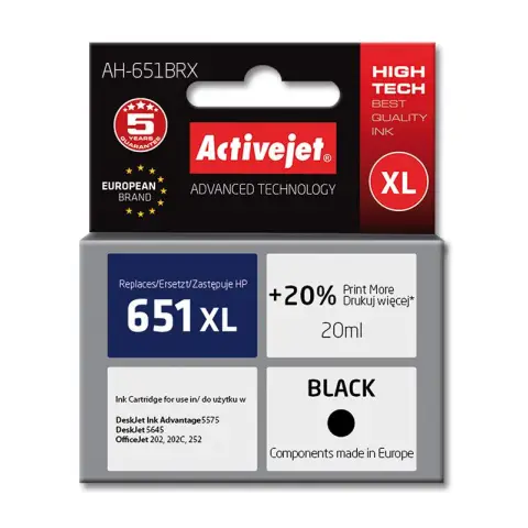 HP 651 czarny zamiennik - Tusz czarny do HPDeskjet Ink Advantage 5575, 5645 ...