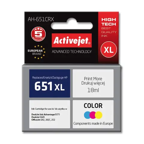 HP 651 kolorowy zamiennik - Tusz do HPDeskjet Ink Advantage 5575, 5645 ...