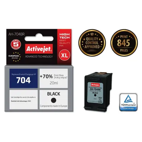 Activejet AH-704BR Tusz (zamiennik HP 704 CN692AE; Premium; 20 ml; czarny)-4598624