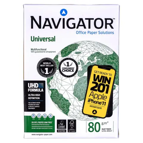 Papier xero ksero biurowy Universal Premium Navigator 8247A80 (A4; 80g/m2; 500 szt.arkuszy; papier biały)-4650945