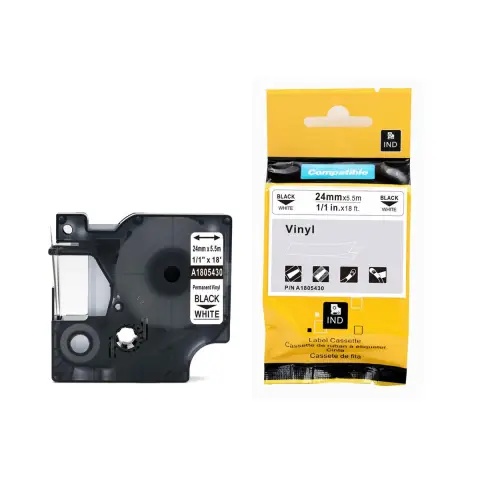 Dymo RHINO taĹ?ma winylowa 24mm czarna na biaĹ?ym