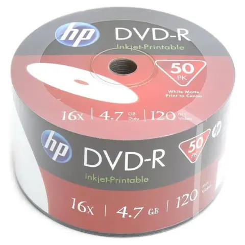 Płyty HP DVD-R - 4.7GB - x16 -  50 szt. - WHITE FF - Do nadruku atramentowego