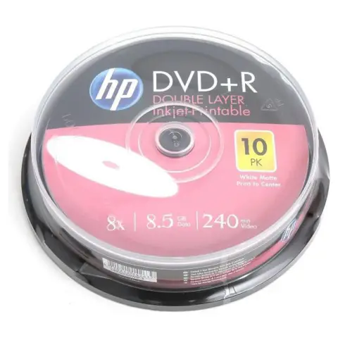 HP DVD R | 8.5GB | x8 | WHITE FF InkJet Printable | cake 10-4164017