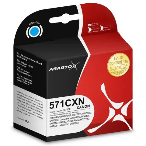 Canon CLI-571CXL zamiennik - Tusz CLI571CXL cyan do Canon MG5700, MG5750, MG5751, MG5752, MG5753, MG6800, MG6850, MG6851