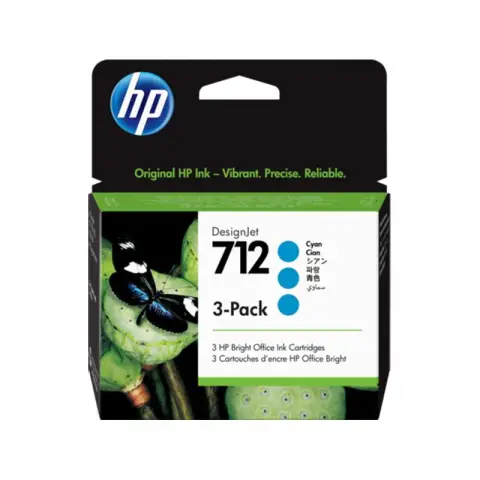 HP 3ED77A - Zestaw tuszy HP 712 cyan do HP DesignJet T-200, T-210, T-230, T-250. T-630, T-650