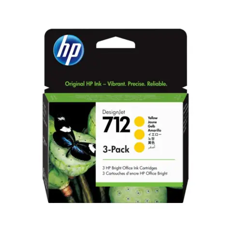 HP 3ED79A - Zestaw tuszy HP 712 żółtych do HP DesignJet T-200, T-210, T-230, T-250. T-630, T-650