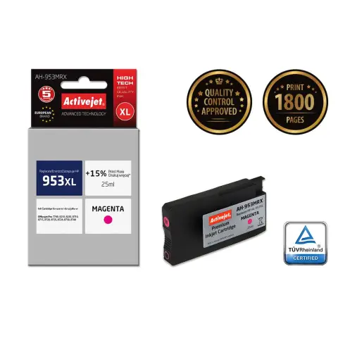Tusz Activejet AH-953MRX (zamiennik HP 953XL F6U17AE; Premium; 25 ml; czerwony)-5170883