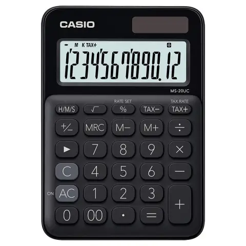 Casio kalkulator MS-20UC-BK-S | biurowy | 12 miejsc | Czarny-5194701