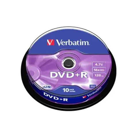 Płyty Verbatim DVD+R 4,7GB 16x - Cake Box - 10 szt.- Matt Silver