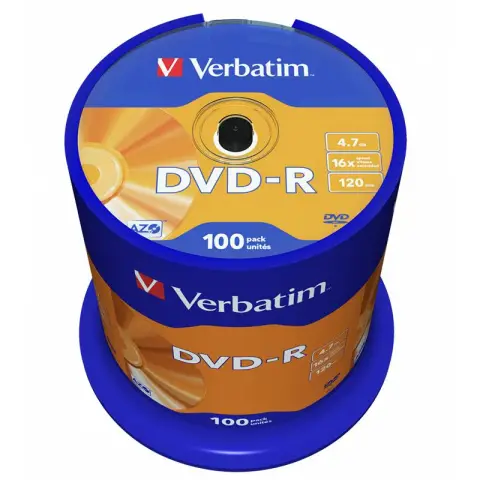 Płyty DVD-R Verbatim 4,7GB Verbatim - 16x Cake Box - 100 szt.