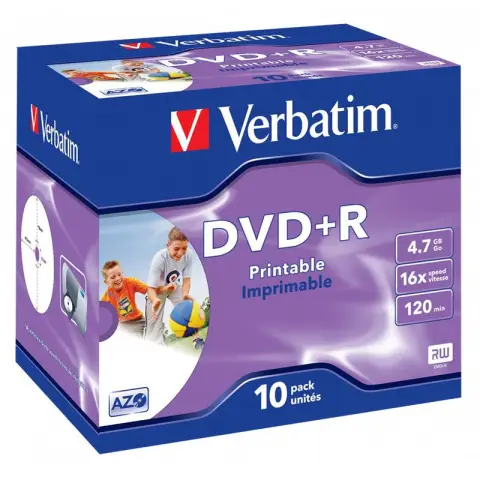 Płyty Verbatim DVD+R 4,7GB 16x - Jewel Case - 10szt. - Do nadruku