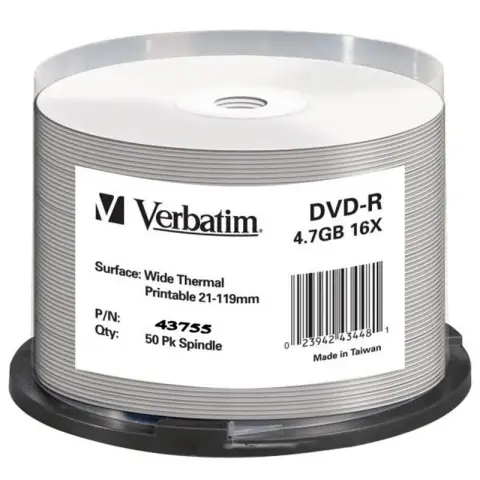 Verbatim DVD-R | 4.7 GB | x16 | 50szt | Do nadruku Thermal-3833262