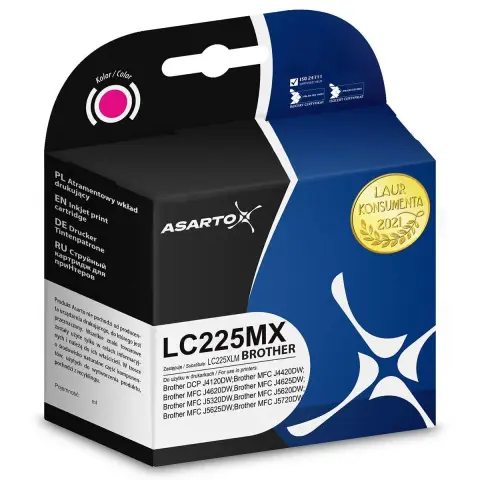 Tusz zamiennik LC225XLM magenta do Brother DCP-J4120, MFC-J4420, MFC-J4425, MFC-J4625 - Zamiennik Brother LC225XL M zami
