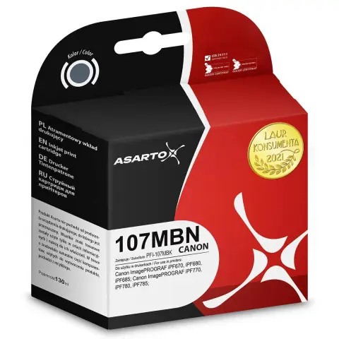 Tusz czarny matowy PFI-107MBK do Canon IPF-670, 680, 685, 770, 780, 785 - Zamiennik PFI-107MBK
