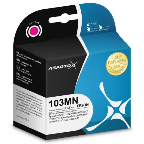 Tusz Asarto do Epson 103MN | C13T00S34A | 70 ml | magenta-5495623