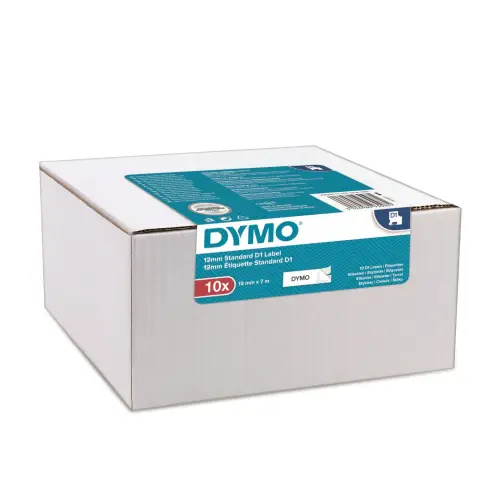 Dymo taśma do drukarek etykiet, D1 45013 | 12mm x 7m | czarny / biały | 10 sztuk