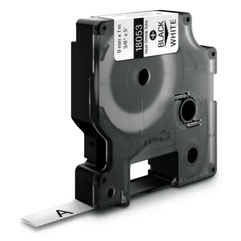 Dymo Rhino rurka termokurczliwa | 18053 | 9mm/1,5m | czarny/bialy