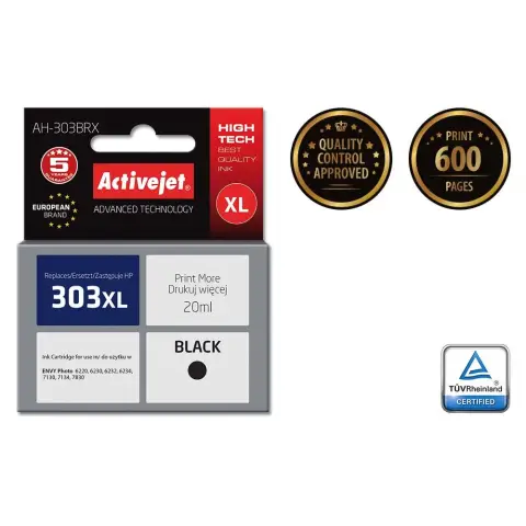 Activejet AH-303BRX Tusz (zamiennik HP 303XL T6N04AE; Premium; 20ml; czarny)-5735544