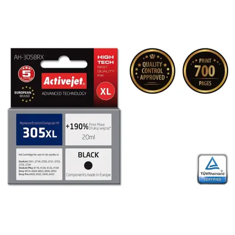 Activejet AH-305BRX Tusz (zamiennik HP 305 XL 3YM62AE; Premium; 20 ml; czarny)-5735546