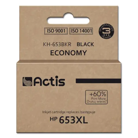 Tusz Actis KH-653BKR (zamiennik HP 653XL 3YM75AE; Premium; 20ml; 575 stron; czarny)