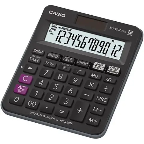 KALKULATOR BIUROWY CASIO MJ-120D PLUS CZARNY, 12 CYFROWY WYŚWIETLACZ