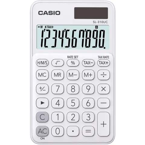 KALKULATOR KIESZONKOWY CASIO SL-310UC-WE BIAŁY, 10 CYFROWY WYŚWIETLACZ
