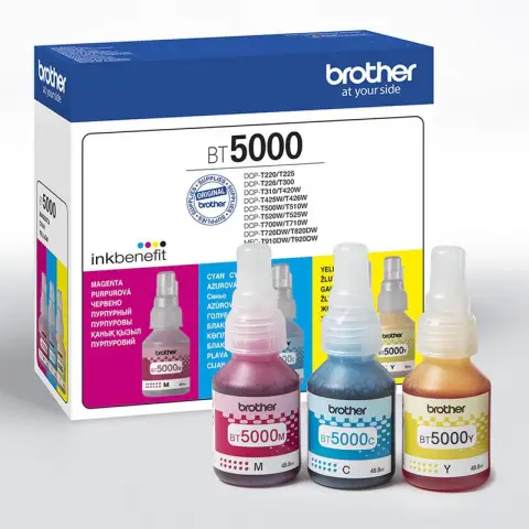Zestaw tuszy kolorowych BT5000 do Brother DCP-T300, DCP-T310, DCP-T500w, DCP-T510w, DCP-T700w, DCP-T710w, DCP-T800w, DCP