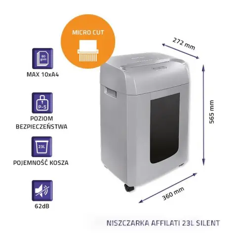 QOLTEC NISZCZARKA AFFILATI 23L SILENT | MICRO CUT-6251679
