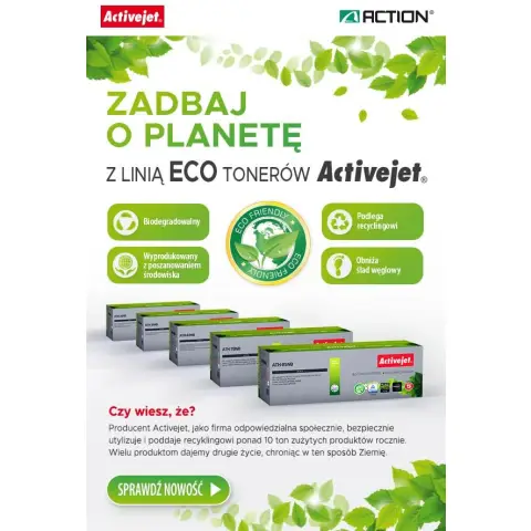 BIO Activejet ATH-85NB Toner (zamiennik HP 85A CE285A, Canon CRG-725; Supreme; 2000 stron; czarny). ECO Toner. Proszek w tonerze jest biodegradowalny. 57% Tonera jest pochodzenia biologicznego.-6439341