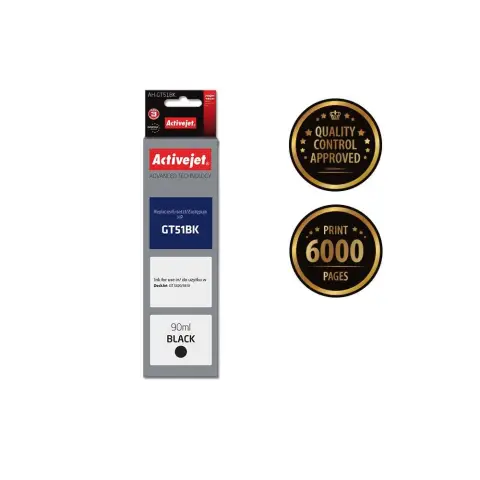 Activejet AH-GT51BK Tusz (zamiennik HP GT51BK M0H57AE; Supreme; 90 ml; 6000 stron, czarny). Buteleczki z atramentem.-6526580