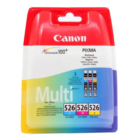 Zestaw tuszy Canon CLI-526CMY do drukarek (Oryginalny) - 3 Pack
