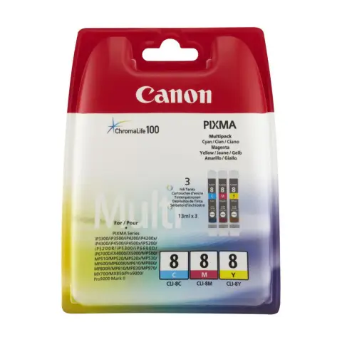 Zestaw tuszy Canon CLI-8 CMY do drukarek (Oryginalny) [3x13ml]