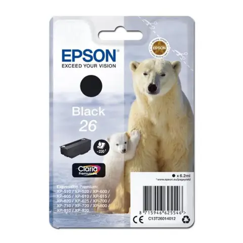 Epson T2601 - Tusz 26 czarny do drukarek Epson XP-510, XP-520, XP-600, XP-605, XP-610 ...