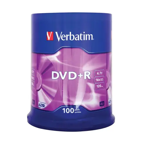 Płyty Verbatim DVD+R 4,7GB 16x - Cake Box - 100 szt.- Matt Silver
