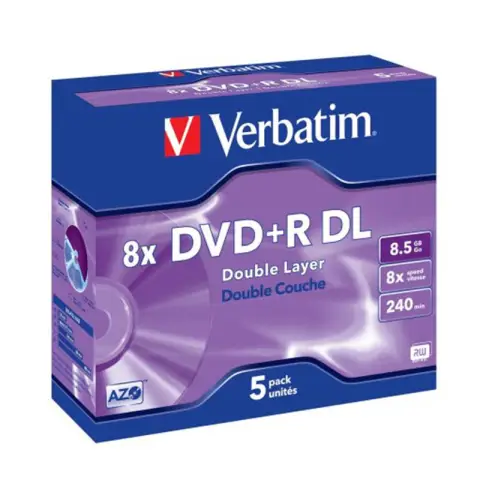 Płyty Verbatim DVD+R DL 8.5GB 8x - Jewel Case - 5szt. - Matt Silver