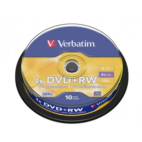 Płyty Verbatim DVD+RW 4,7GB 4x - Cake Box - 10szt.