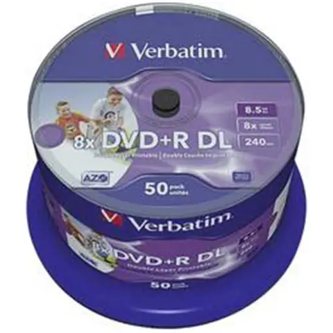 Płyty Verbatim DVD+R 8,5GB DL 8x - Cake Box - 50szt. - Do nadruku